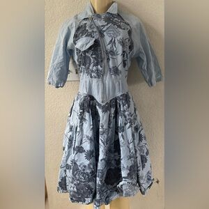 D. frank vintage Light Blue Garment dress fit flare 90s chic classy fit y2k